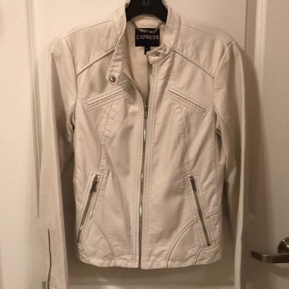 Express faux leather white jacket almost new